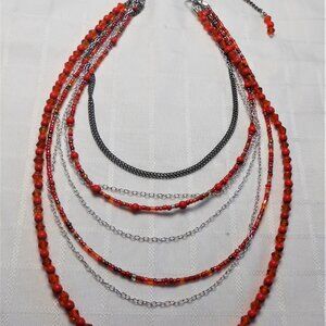 No 70 Handmade jewelry set with multi-strand necklace and earrings